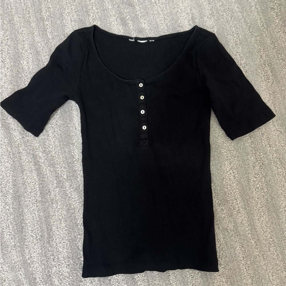 Black Button-Up Women's Top
